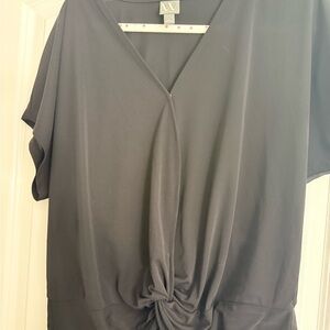 Worthington Black Knot-Front Blouse